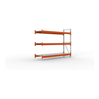 Meta Großfachregal Anbauregal verzinkt / rotorange multipal S + Stahlpaneelen