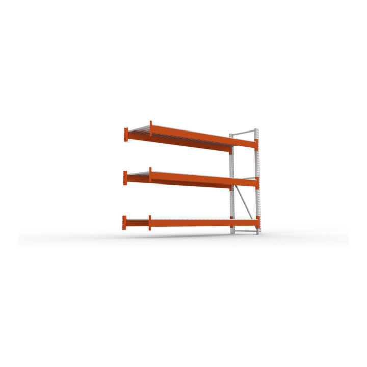 Meta Großfachregal Anbauregal 2200 x 2700 x 800 mm verzinkt / rotorange multipal S + Stahlpaneelen