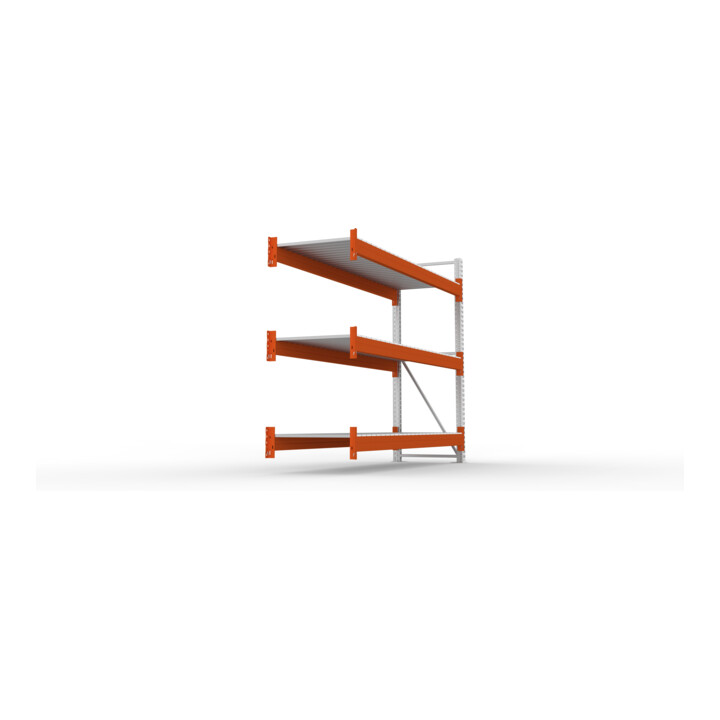 Meta Großfachregal Anbauregal 2200 x 2700 x 800 mm verzinkt / rotorange multipal S + Stahlpaneelen