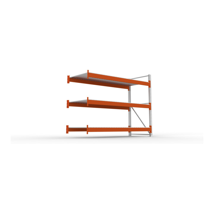 META Großfachregal MULTIPAL S 2200x2700x1100 mm, Anbauregal mit Stahlpaneelen, verzinkt / rotorange