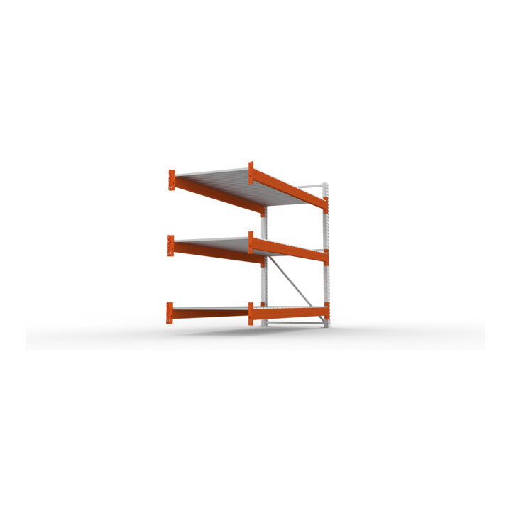 META Großfachregal MULTIPAL S 2200x2700x1100 mm, Anbauregal mit Stahlpaneelen, verzinkt / rotorange