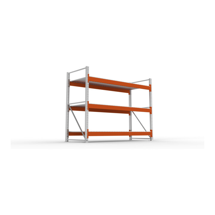 META Großfachregal MULTIPAL S 2200x2700x1100 mm, Grundregal mit Stahlpaneelen, verzinkt / rotorange