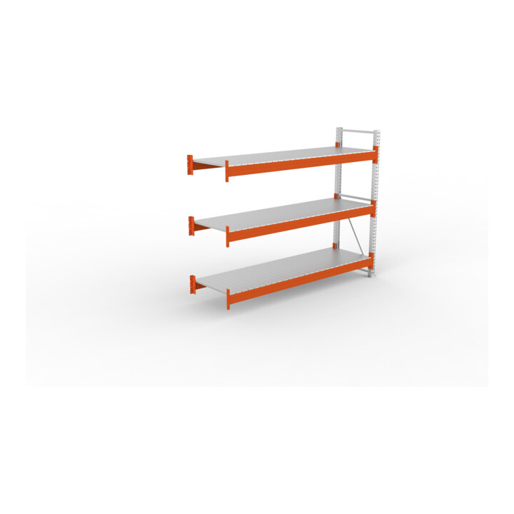 META Großfachregal MULTIPAL S 2200x2700x800 mm, Anbauregal mit Stahlpaneelen, verzinkt / rotorange