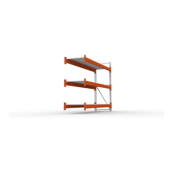 META Großfachregal MULTIPAL S 2200x2700x800 mm, Anbauregal mit Stahlpaneelen, verzinkt / rotorange
