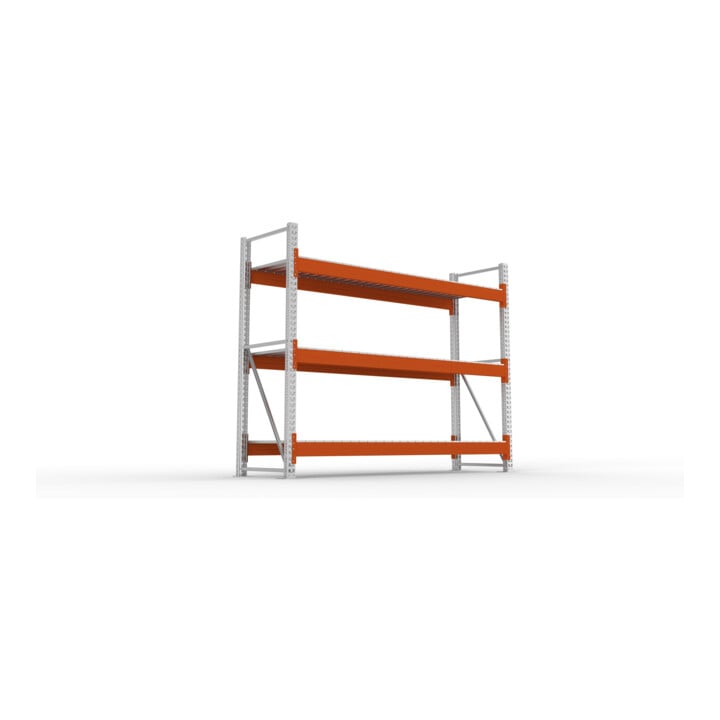 META Großfachregal MULTIPAL S  2200x2700x800 mm, Grundregal mit Stahlpaneelen, verzinkt / rotorange