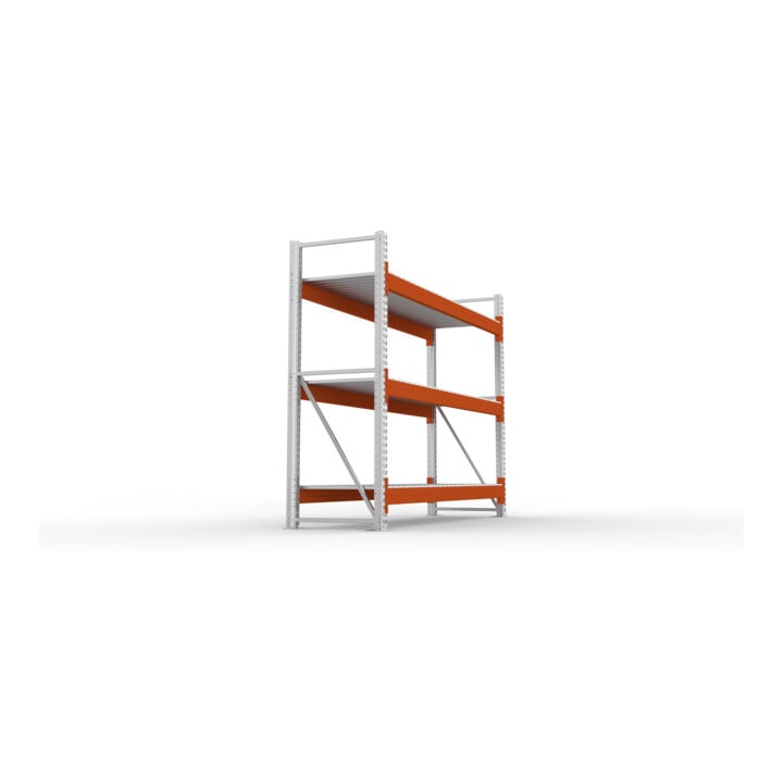 META Großfachregal MULTIPAL S  2200x2700x800 mm, Grundregal mit Stahlpaneelen, verzinkt / rotorange