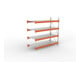 META Großfachregal MULTIPAL S 2700x2700x1100 mm, Anbauregal mit Stahlpaneelen, verzinkt / rotorange