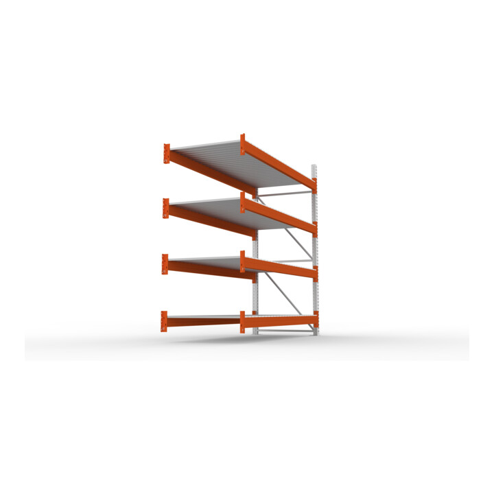 META Großfachregal MULTIPAL S 2700x2700x1100 mm, Anbauregal mit Stahlpaneelen, verzinkt / rotorange
