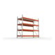 META Großfachregal MULTIPAL S 2700x2700x1100 mm, Grundregal mit Stahlpaneelen, verzinkt / rotorange
