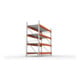 META Großfachregal MULTIPAL S 2700x2700x1100 mm, Grundregal mit Stahlpaneelen, verzinkt / rotorange