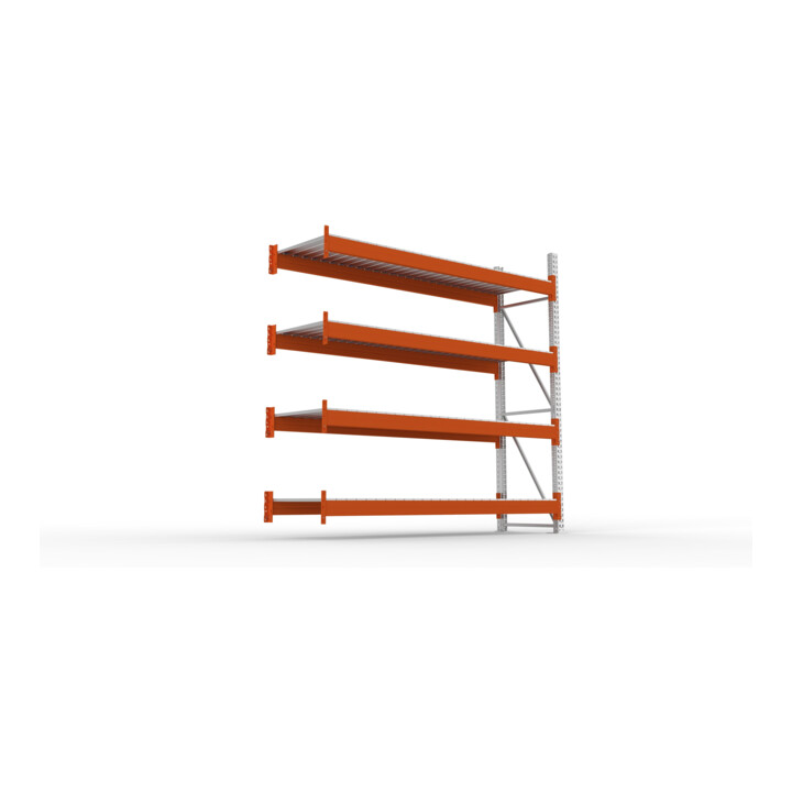 META Großfachregal MULTIPAL S 2700x2700x800 mm, Anbauregal mit Stahlpaneelen, verzinkt / rotorange