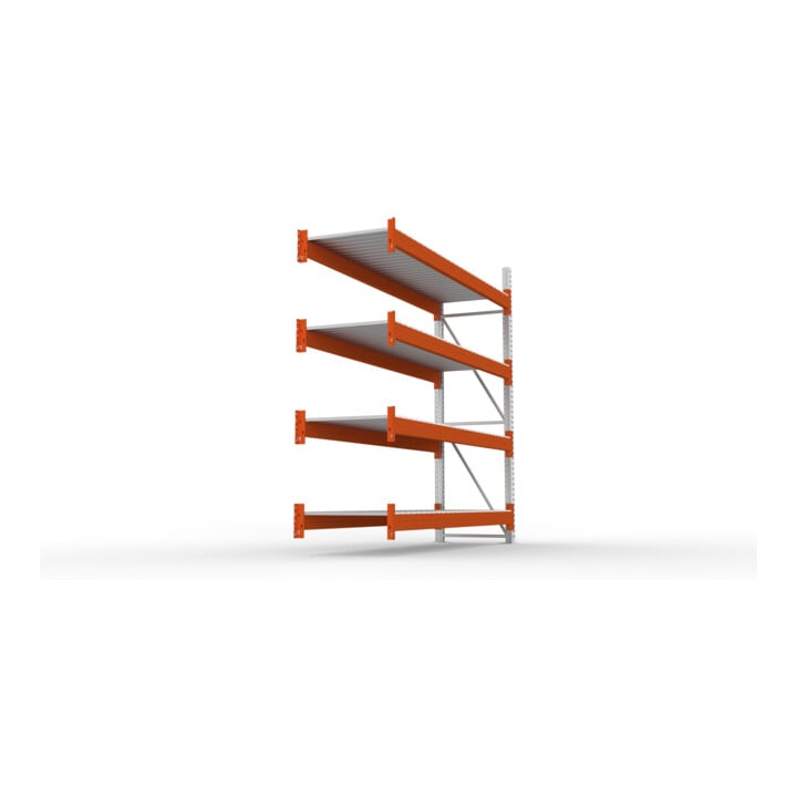 META Großfachregal MULTIPAL S 2700x2700x800 mm, Anbauregal mit Stahlpaneelen, verzinkt / rotorange