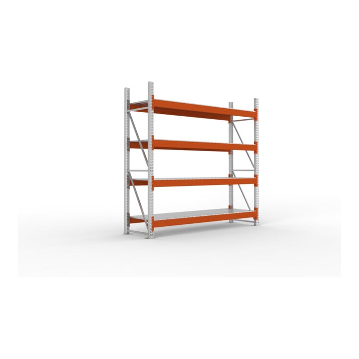 Set Schwerlastregal AF H2700xL2700xT800 mm + Schwerlastregal GF H2700xL2700xT800 mm + Fachboden Stahlpaneel 2700x800 mm