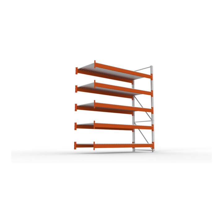 META Großfachregal MULTIPAL S 3300x2700x1100 mm, Anbauregal mit Stahlpaneelen, verzinkt / rotorange