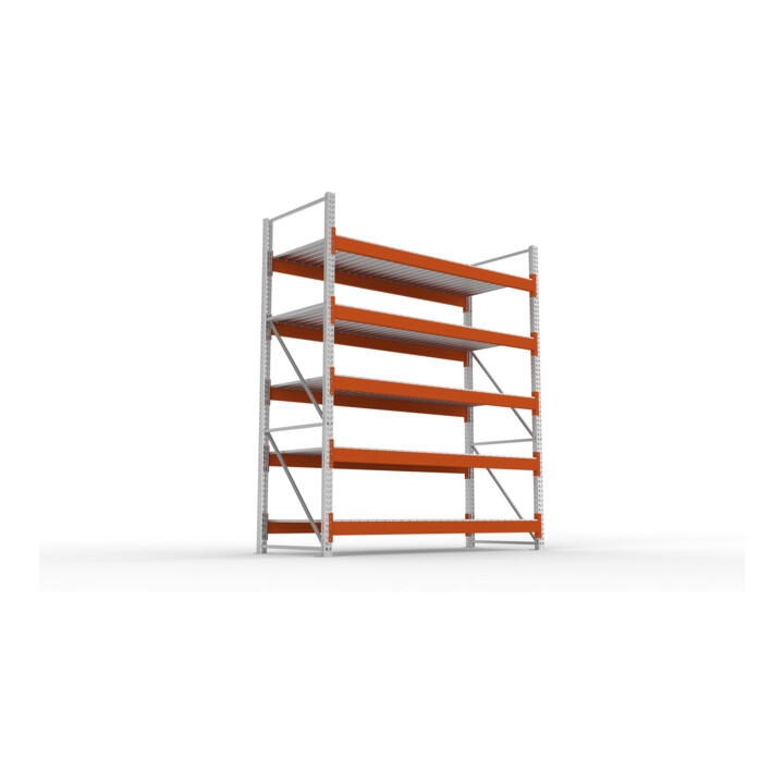 META Großfachregal MULTIPAL S 3300x2700x1100 mm, Grundregal mit Stahlpaneelen, verzinkt / rotorange