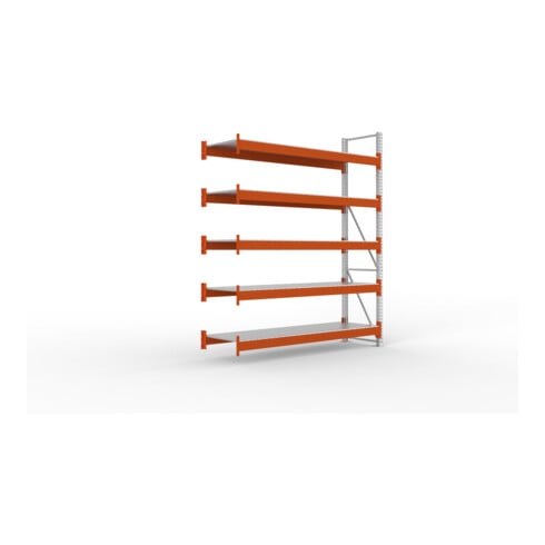 META Großfachregal MULTIPAL S 3300x2700x800 mm, Anbauregal mit Stahlpaneelen, verzinkt / rotorange