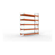 META Großfachregal MULTIPAL S 3300x2700x800 mm, Anbauregal mit Stahlpaneelen, verzinkt / rotorange