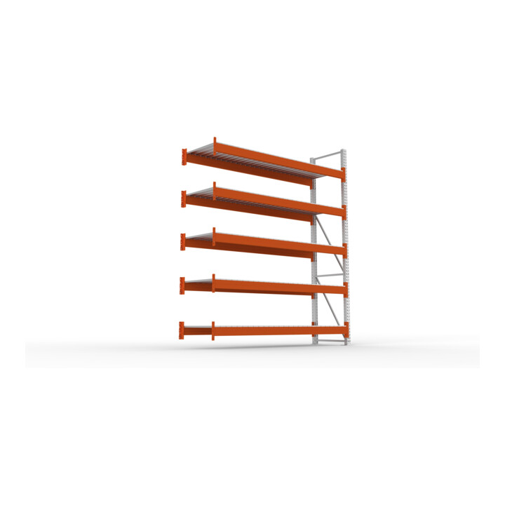 META Großfachregal MULTIPAL S 3300x2700x800 mm, Anbauregal mit Stahlpaneelen, verzinkt / rotorange