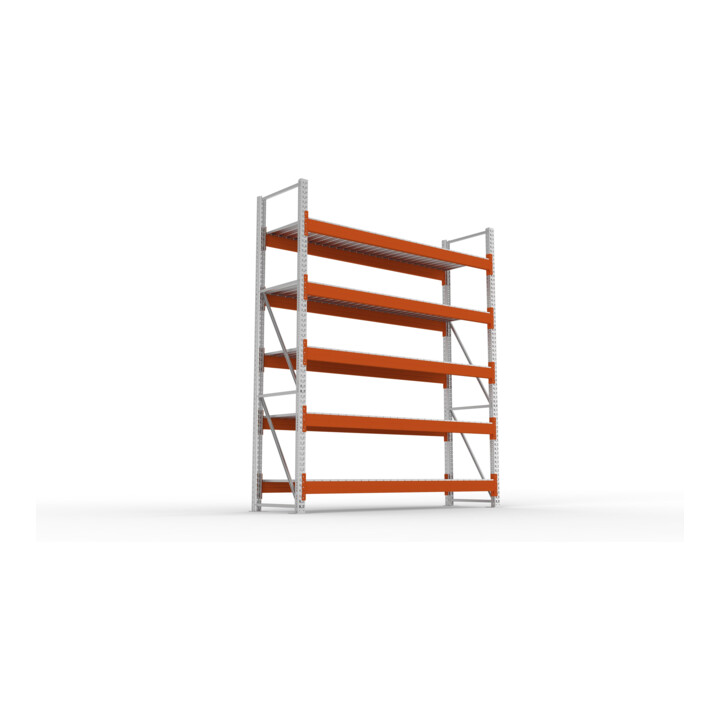 META Großfachregal MULTIPAL S 3300x2700x800 mm, Grundregal mit Stahlpaneelen, verzinkt / rotorange