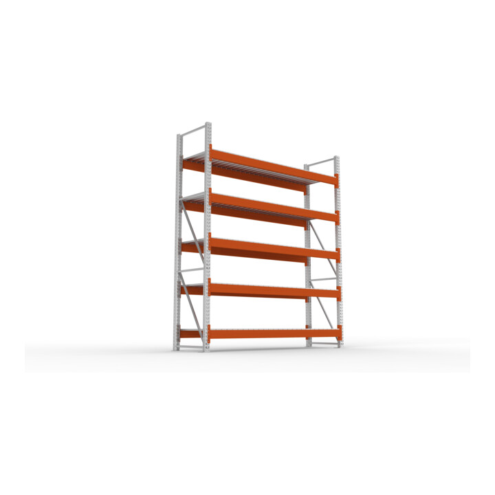 META Großfachregal MULTIPAL S 3300x2700x800 mm, Grundregal mit Stahlpaneelen, verzinkt / rotorange