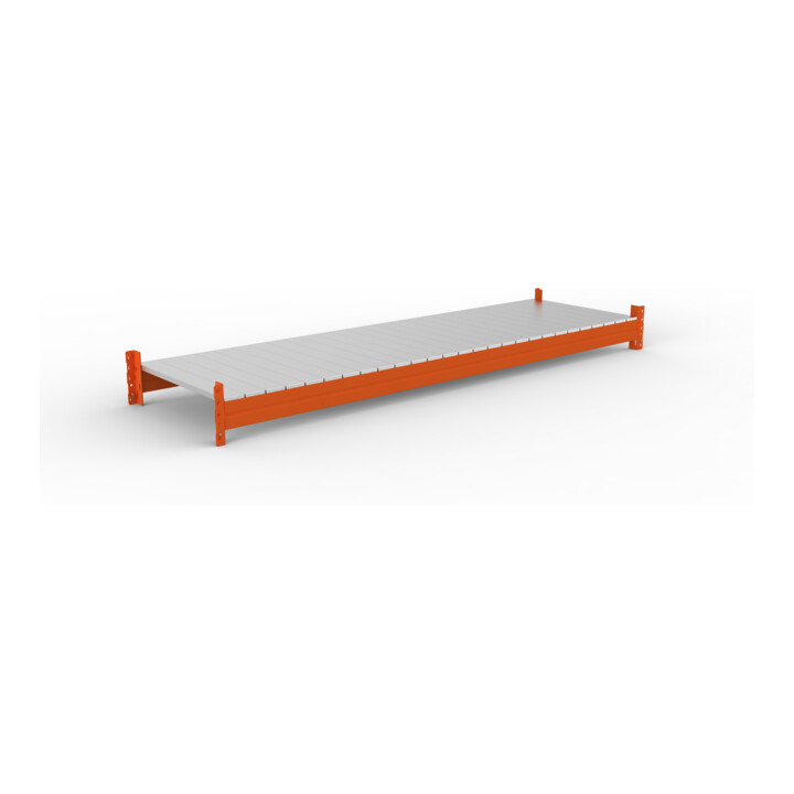 META Großfachregal MULTIPAL S Zusatzboden 2700x800 mm, mit Stahlpaneele und Holme, verzinkt / rotorange