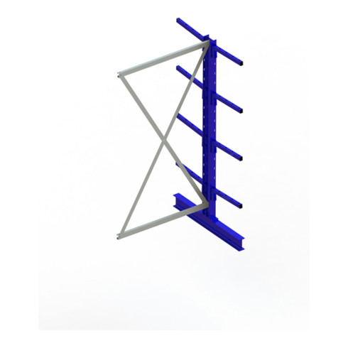 Meta Kragarmregal Anbau IPE120 doppelseitig 2000 x 1000 x 800 mm Enzianblau + 8 Armen je Ständer