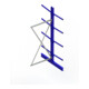 Meta Kragarmregal Anbau IPE120 doppelseitig 2500 x 1000 x 1200 mm Enzianblau + 8 Armen je Ständer