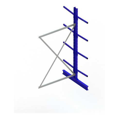 Meta Kragarmregal Anbau IPE120 doppelseitig 2500 x 1300 x 1000 mm Enzianblau + 8 Armen je Ständer