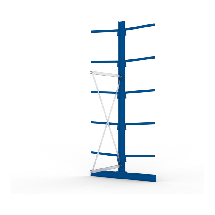 Meta Kragarmregal Anbau IPE120 doppelseitig 3000 x 1000 x 1200 mm Enzianblau + 10 Armen je Ständer