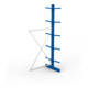 Meta Kragarmregal Anbau IPE120 doppelseitig 3000 x 1300 x 800 mm Enzianblau + 10 Armen je Ständer
