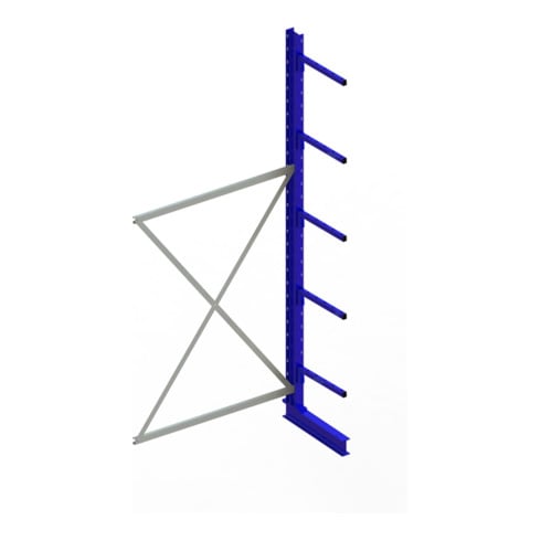 Meta Kragarmregal Anbau IPE120 einseitig 3000 x 1300 x 500 mm Enzianblau + 5 Armen je Ständer