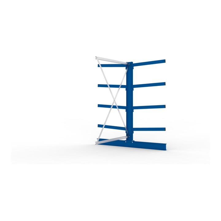 Meta Kragarmregal Anbau IPE140 doppelseitig 2000 x 1300 x 1600 mm Enzianblau + 8 Armen je Ständer