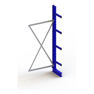 Meta Kragarmregal Anbau IPE140 einseitig Enzianblau + 4 Armen je Ständer