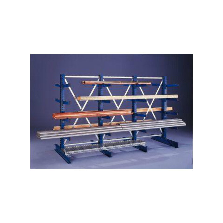 Meta Kragarmregal Anbau IPE140 einseitig 3000 x 1000 x 600 mm Enzianblau + 5 Armen je Ständer