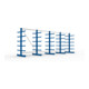 Meta Kragarmregal Atlas ST doppelseitig 5 Ständer 2000 x 500 x 5400 mm Tiefe + 2 x 5 Arme enzianblau