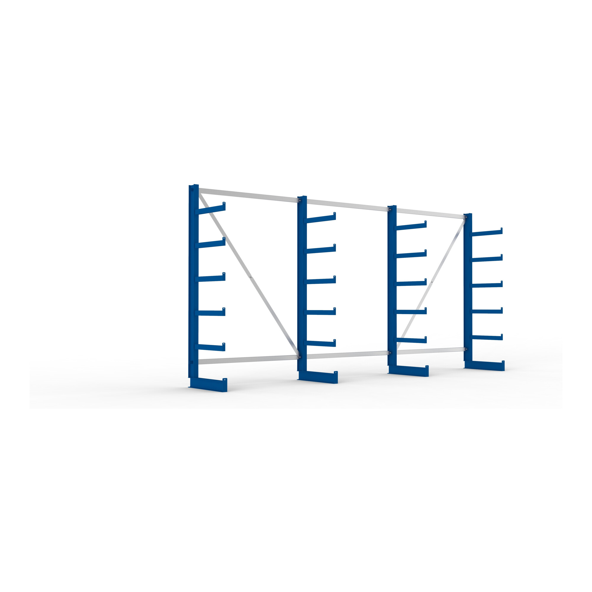 Meta Kragarmregal Atlas ST einseitig 4 Ständer 2000 x 500 x 4050 mm enzianblau