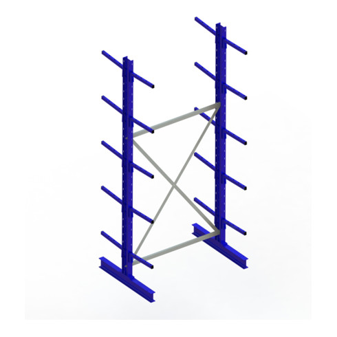 Meta Kragarmregal Grundregal IPE120 doppelseitig Enzianblau + 10 Kragarmen je Ständer