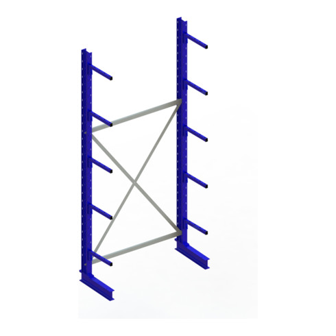 Meta Kragarmregal Grundregal IPE120 einseitig 3000 x 1300 x 400 mm Enzianblau + 5 Kragarmen je Ständer