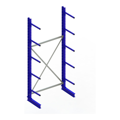 Meta Kragarmregal Grundregal IPE120 einseitig 3000 x 1300 x 500 mm Enzianblau + 5 Kragarmen je Ständer