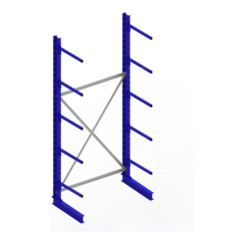 Meta Kragarmregal Grundregal IPE120 einseitig 3000 x 1300 x 600 mm Enzianblau + 5 Kragarmen je Ständer
