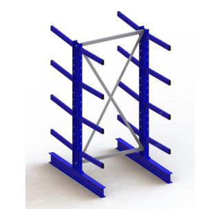 Meta Kragarmregal Grundregal IPE140 doppelseitig Enzianblau + 8 Kragarmen je Ständer