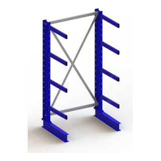 Meta Kragarmregal Grundregal IPE140 einseitig Enzianblau + 4 Kragarmen je Ständer