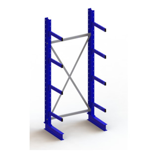 Meta Kragarmregal Grundregal IPE140 einseitig Enzianblau + 4 Kragarmen je Ständer