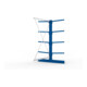 META Kragarmregal IPE120 2000x1300x1200 mm Anbauregal, doppelseitig mit 8 Kragarmen je Ständer, enzianblau