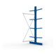META Kragarmregal IPE120 2500x1000x1000 mm Anbauregal, doppelseitig mit 8 Kragarmen je Ständer, enzianblau
