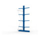 META Kragarmregal IPE120 2500x1000x1000 mm Anbauregal, doppelseitig mit 8 Kragarmen je Ständer, enzianblau