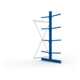 META Kragarmregal IPE120 2500x1000x1200 mm Anbauregal, doppelseitig mit 8 Kragarmen je Ständer, enzianblau