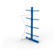 META Kragarmregal IPE120 2500x1000x1200 mm Anbauregal, doppelseitig mit 8 Kragarmen je Ständer, enzianblau