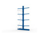 META Kragarmregal IPE120 2500x1000x1200 mm Anbauregal, doppelseitig mit 8 Kragarmen je Ständer, enzianblau