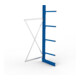 META Kragarmregal IPE120 2500x1000x600 mm, Anbauregal, einseitig mit 4 Kragarmen je Ständer, enzianblau